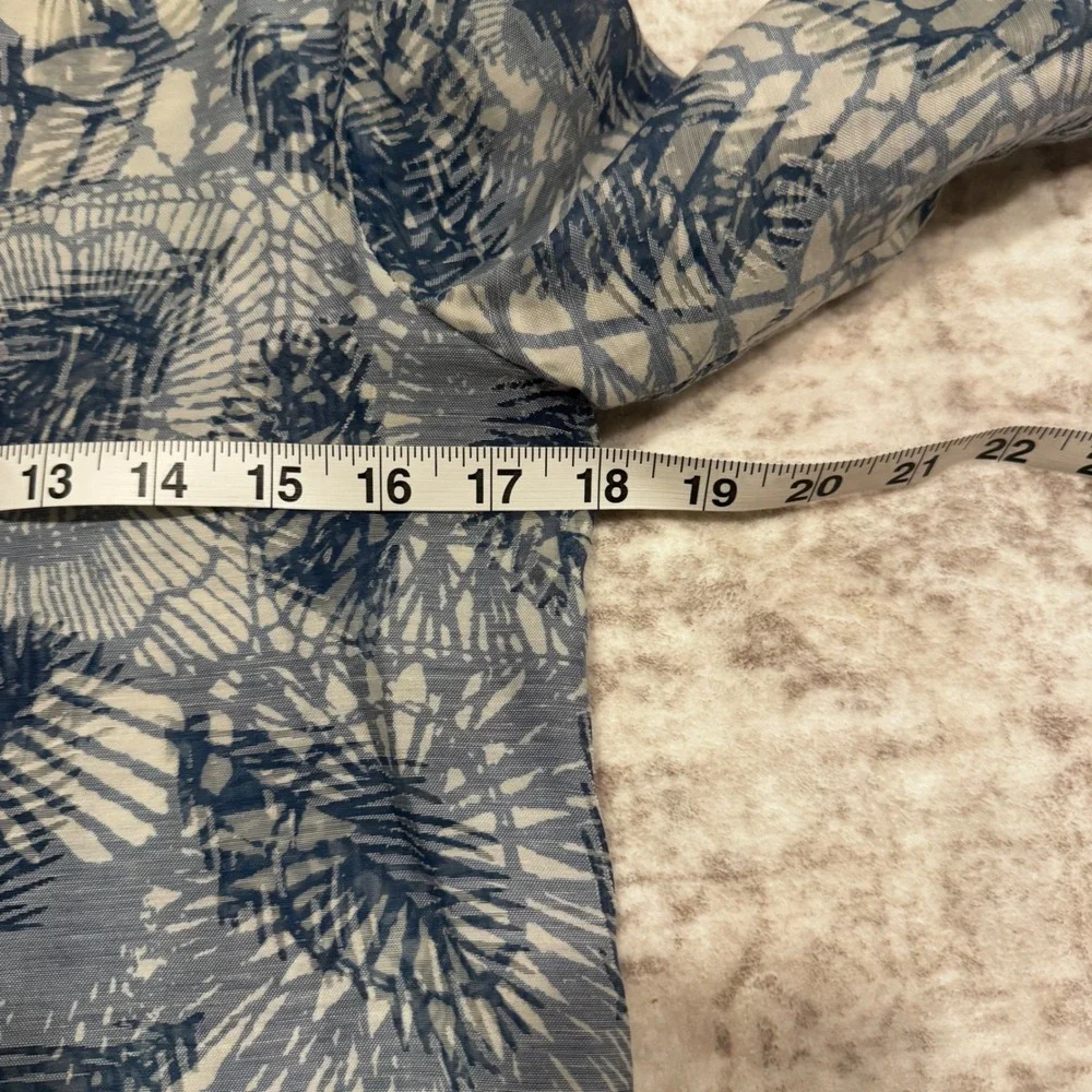 Tory Burch Blue White Abstract Botanical Print Long Sleeve Tunic Top Size 0